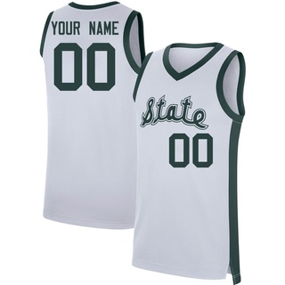 Custom Replica White Men's Michigan State Spartans Retro Performance Basketball Jersey