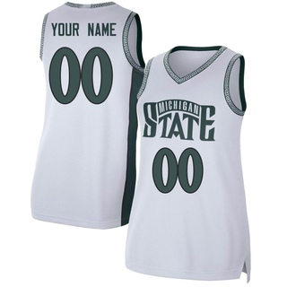 Custom Replica White Women's Michigan State Spartans Retro Basketball Jersey